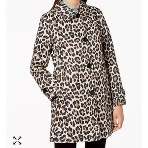 Kate Spade Cotton Blend Leopard Print A-line Coat Women's Size Small Button Up